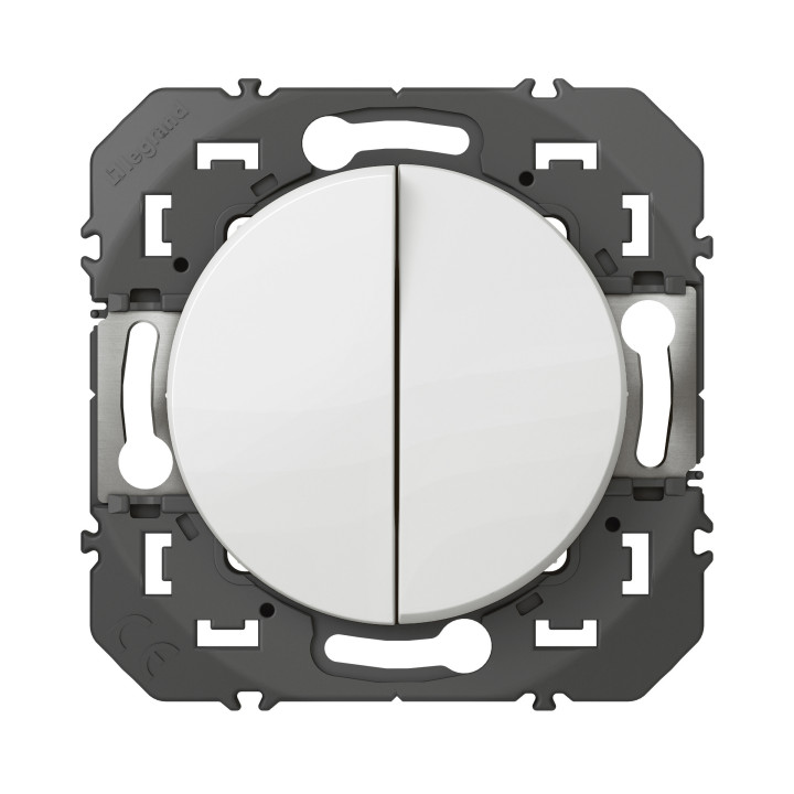 Legrand - Double Poussoir simple Dooxie - 6A - 250V~ - Finition Blanc - Réf : 600008