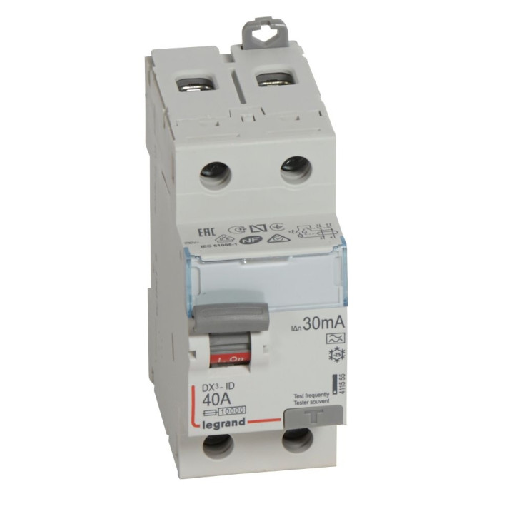 Legrand - DX3 - Interrupteur Différentiel  - 2P - 40A - 30mA  - Type A - Réf : 411555