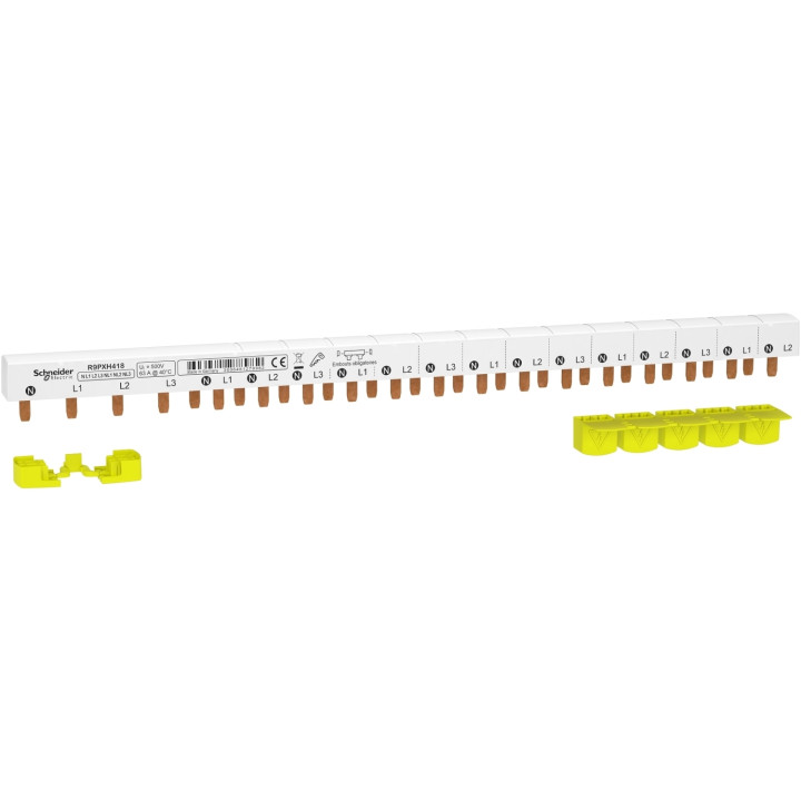 Schneider - Resi9 xp peigne monobloc - 3p+n - 63a - 18 modules - cache dents 5m - R9PXH418