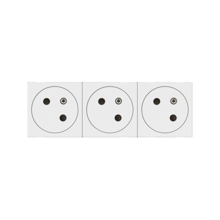 Legrand Triple prise de courant 2P+T Surface Mosaic Link raccordement latéral 6 modules - blanc - Réf.: 077143L