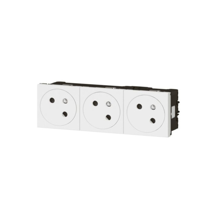 Legrand Triple prise de courant 2P+T Surface Mosaic Link raccordement latéral 6 modules - blanc - Réf.: 077143L