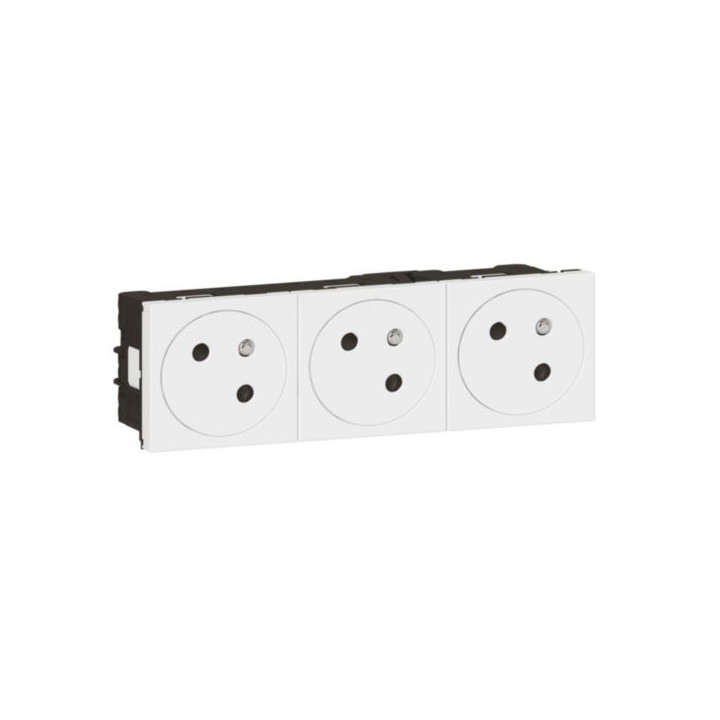 Legrand Triple prise de courant 2P+T Surface Mosaic Link raccordement latéral 6 modules - blanc - Réf.: 077143L
