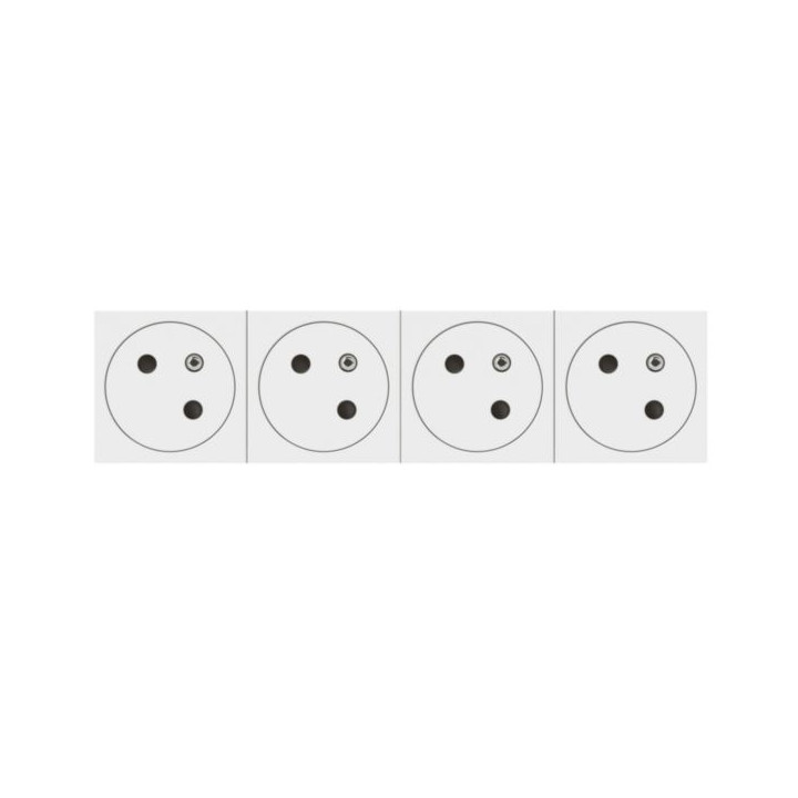 Legrand Quadruple prise de courant 2P+T Surface Mosaic Link raccordement latéral 8 modules - blanc - Réf. : 077144L
