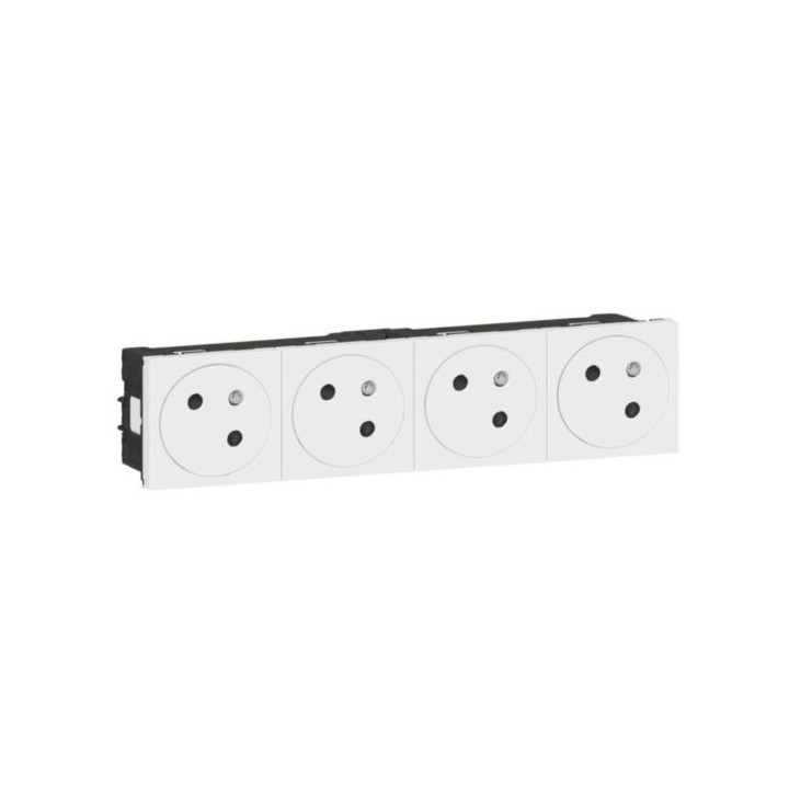 Legrand Quadruple prise de courant 2P+T Surface Mosaic Link raccordement latéral 8 modules - blanc - Réf. : 077144L