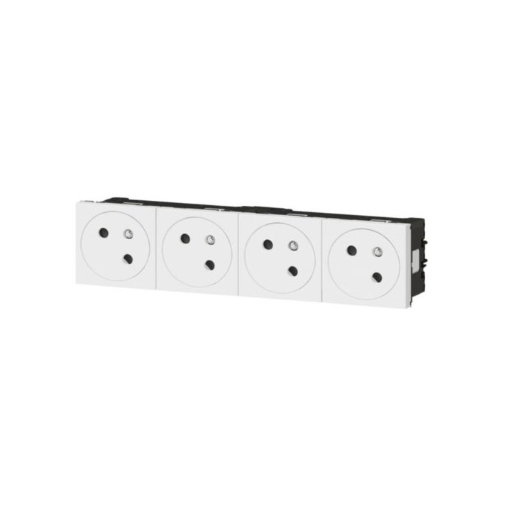 Legrand Quadruple prise de courant 2P+T Surface Mosaic Link raccordement latéral 8 modules - blanc - Réf. : 077144L