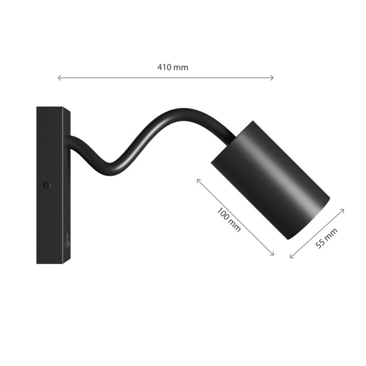 Spectrum - Applique LED SQUALLA VARIOSA FLEXI SWITCH GU10 - 10W - avec Interrupteur on/off - Noir - Réf : SLIP006024