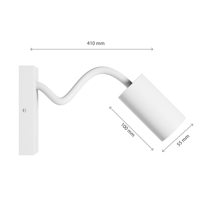 Spectrum - Applique LED SQUALLA VARIOSA FLEXI SWITCH GU10 - 10W - avec Interrupteur on/off - Blanc - Réf : SLIP006023