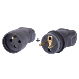 Legrand - Fiche + prolongateur 2P+T 16A - caout - IP44 / IK08 - sortie droite - Réf : 050445+050446