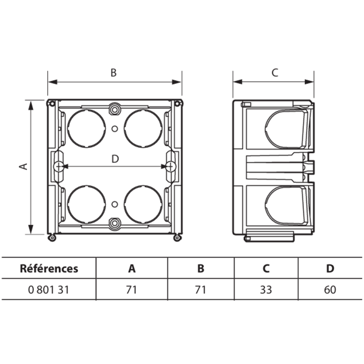 Legrand Batibox - Boîte à sceller monoposte prof. 30mm - 080131
