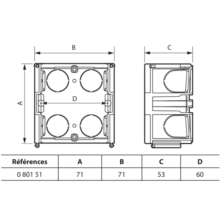 Legrand Batibox - Boîte à sceller monoposte prof. 50mm - Réf : 080151