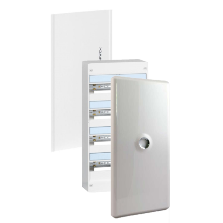 Legrand - Drivia - LOT - Coffret 4 Rangée - 13 Modules + porte + plaque de fond - Réf : 401214+401354+401334