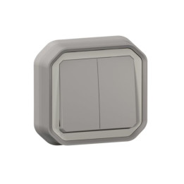 Legrand - Plexo - Commande double 10A - 3 fonctions - IP55 - IK08 - Gris - Réf : 069815L