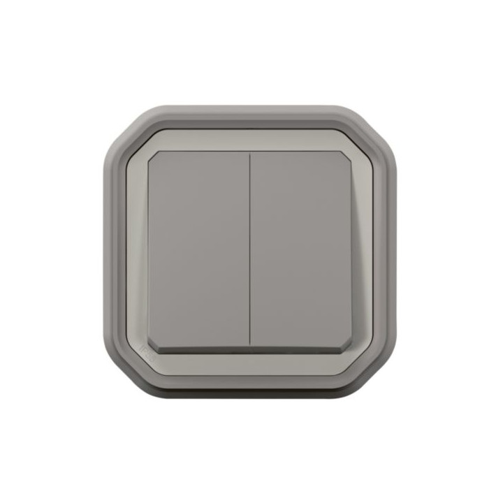 Legrand Plexo - Commande double - 3 fonctions - encastré - étanche - IP55/IK08 - Gris - Réf : 070072L