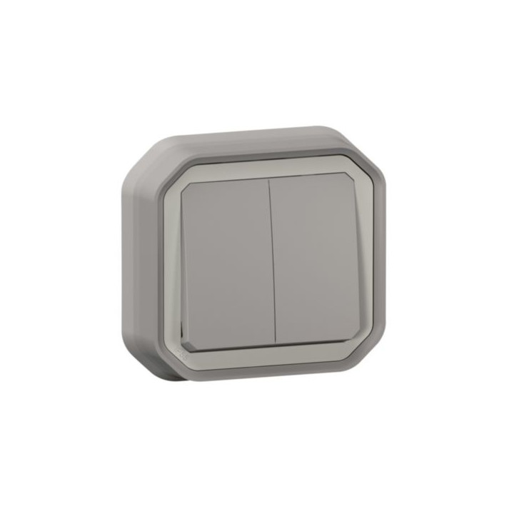 Legrand Plexo - Commande double - 3 fonctions - encastré - étanche - IP55/IK08 - Gris - Réf : 070072L