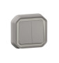 Legrand Plexo - Commande double - 3 fonctions - encastré - étanche - IP55/IK08 - Gris - Réf : 070072L