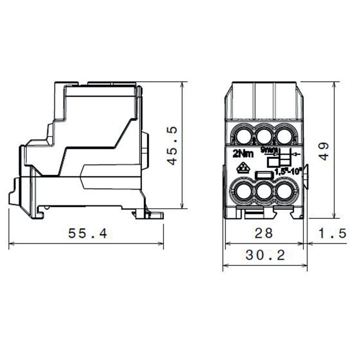 Digital Electric - Bornier de répartition TERRE - 100A - 2x25 + 6x16mm² - Réf : 41566