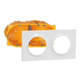 Schneider Odace - Plaque 2 postes + Boîte Batibox Legrand 2 postes - Hor/vert Prof. 50 - s520704+080052
