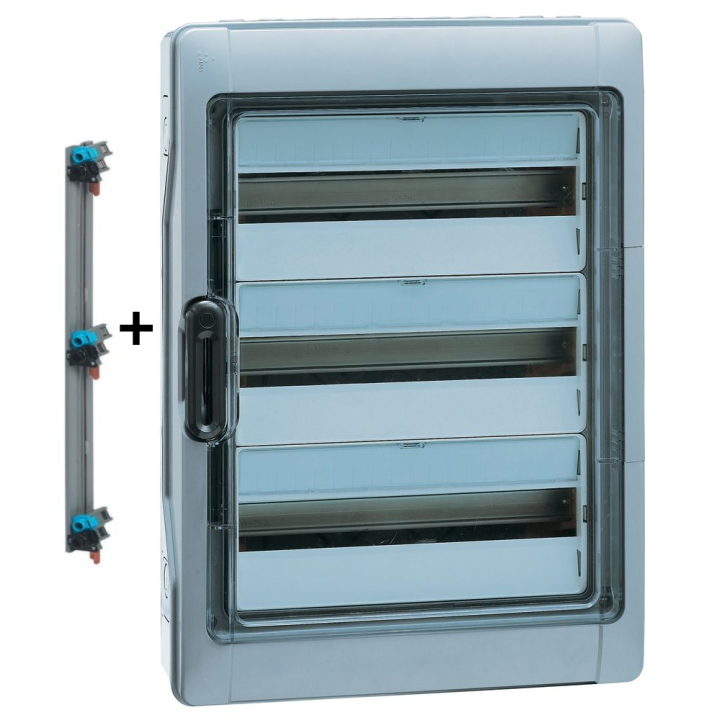 Legrand - Coffret étanche Plexo 36 modules + peigne verticale - 3 rangées - IP65/IK09 - 001923+405004
