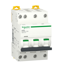 Schneider - Acti9 iDT40T - disjoncteur modulaire - 3P+N - 20A - courbe C - 4500A/6kA - A9P22720