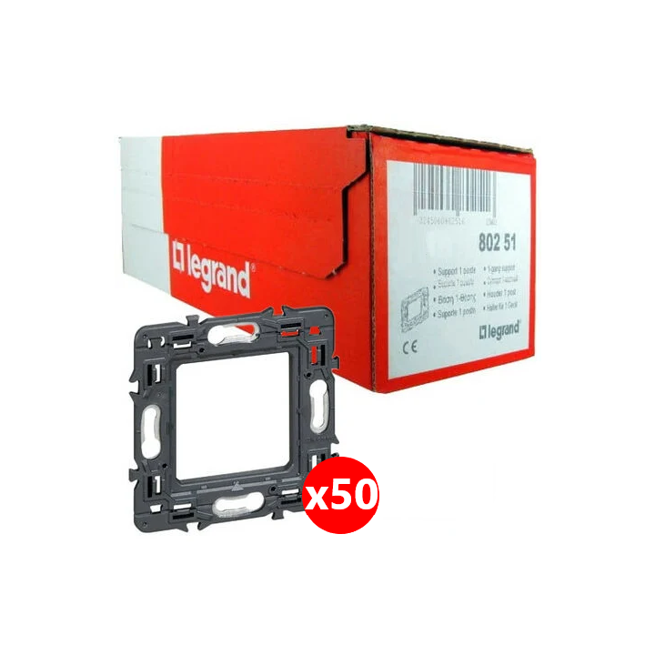 Legrand - LOT de 50 supports simple 1 poste (2M) - Mosaic/Céliane - Fixation VIS - Réf : 080251x50