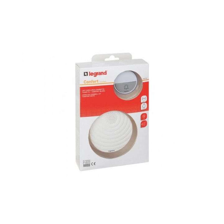Legrand - Kit Carillon sans fil Confort - à Piles - Blanc - Réf : 094252