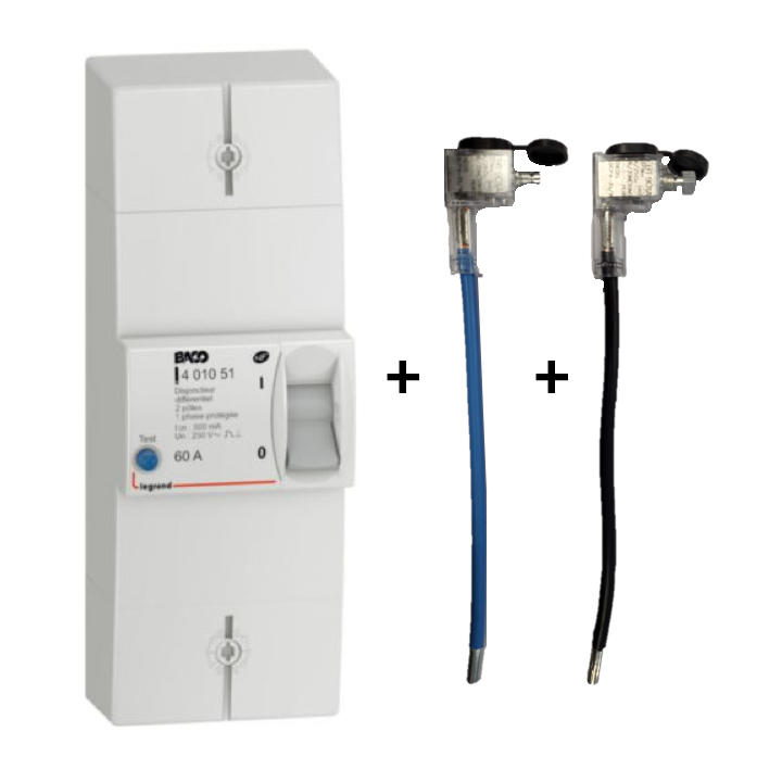 Legrand - Disjoncteur de branchement EDF 60/90A instantané + embout EDF 90A 25mm2 - 401002+embout