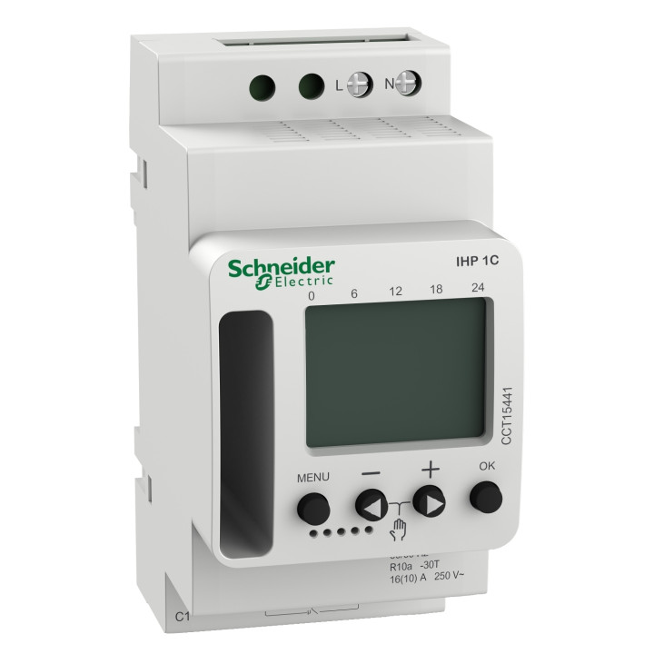 Schneider - Acti9 Interrupteur horaire digital IHP ProDis cycle 24h/7j - 1canal - 1OF - CCT15441