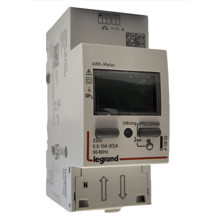 Legrand Compteur modulaire monophasé EMDX³ MID raccordement direct 63A - 2 modules - avec sortie et 1 entrée à impulsions 412082