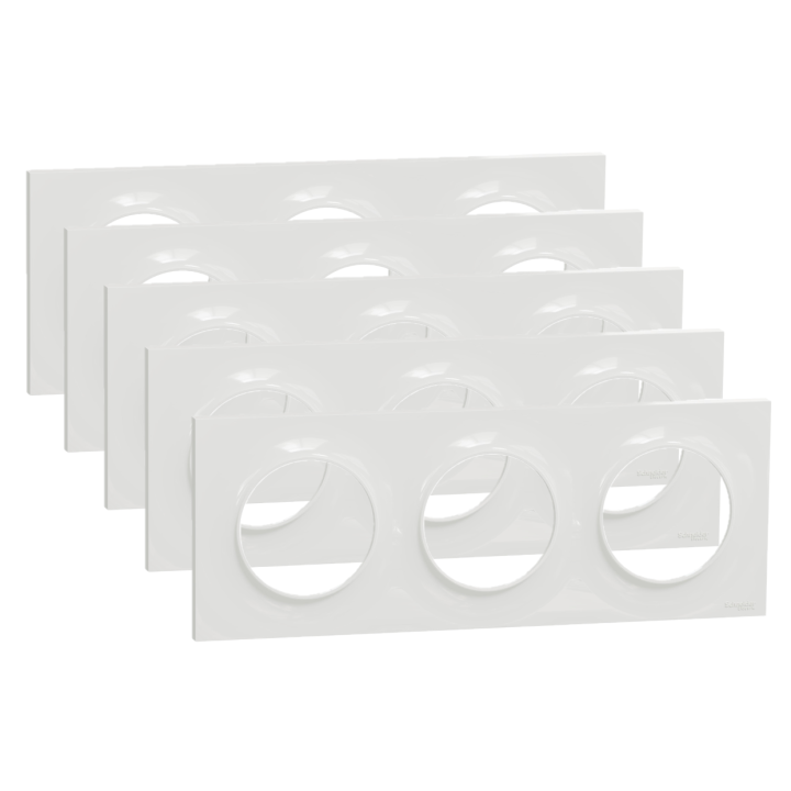 Schneider - Odace - Styl - LOT - Plaque 3 postes - entraxe 71 mm - Réf : S520706x5