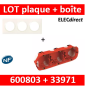 Legrand Dooxie - Plaque 3 postes + Boîte BBC SIB 3 postes - Hor/vert - 600803+33971