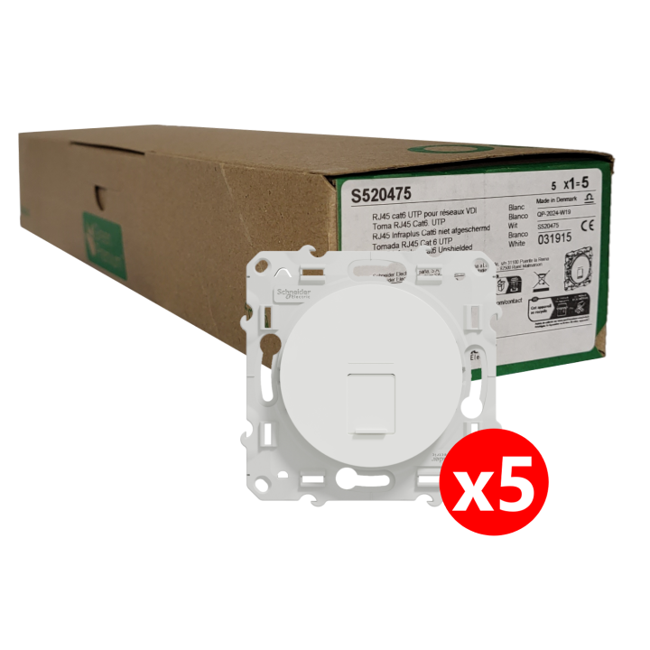 Schneider Odace - Prise RJ45 Cat.6 UTP - s520475x5