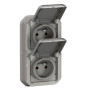 Legrand - Plexo -  Double Prise encastré - Vertical - IP55 - Réf : 069683L+069563L