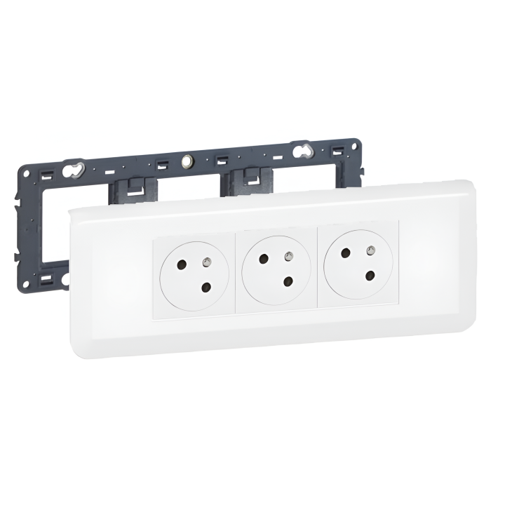 Legrand - Mosaic - LOT - Triple prise avec plaque blanche et support