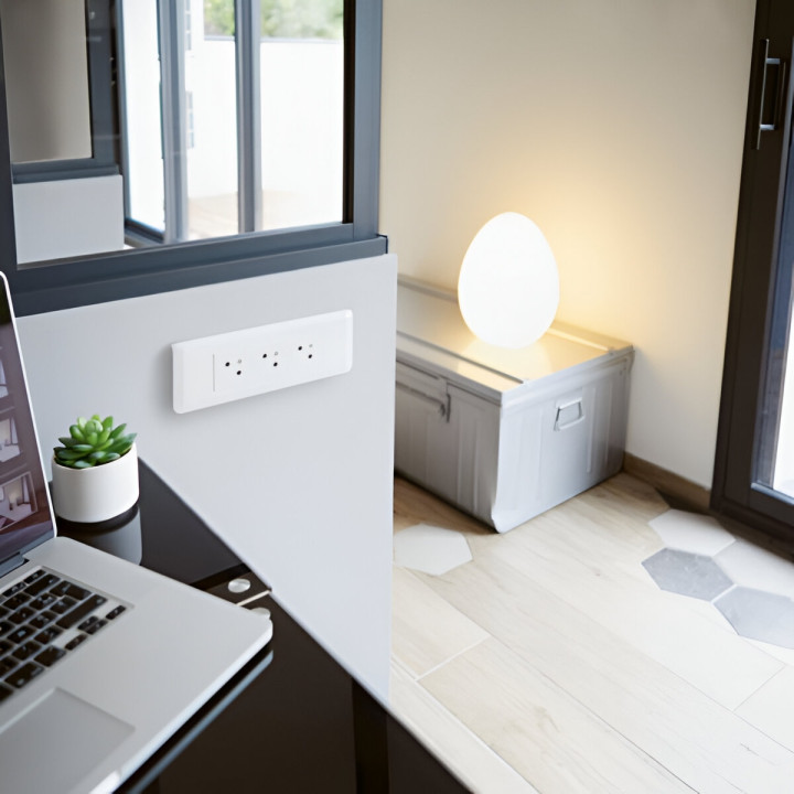 Legrand - Mosaic - LOT - Triple prise avec plaque blanche et support