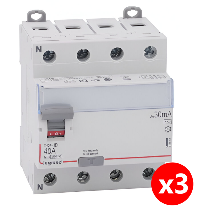 LEGRAND - Interrupteur différentiel DX3-ID 4P 40A - 30mA - AC - 411661x3