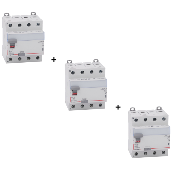 LEGRAND - Interrupteur différentiel DX3-ID 4P 40A - 30mA - AC - 411661x3