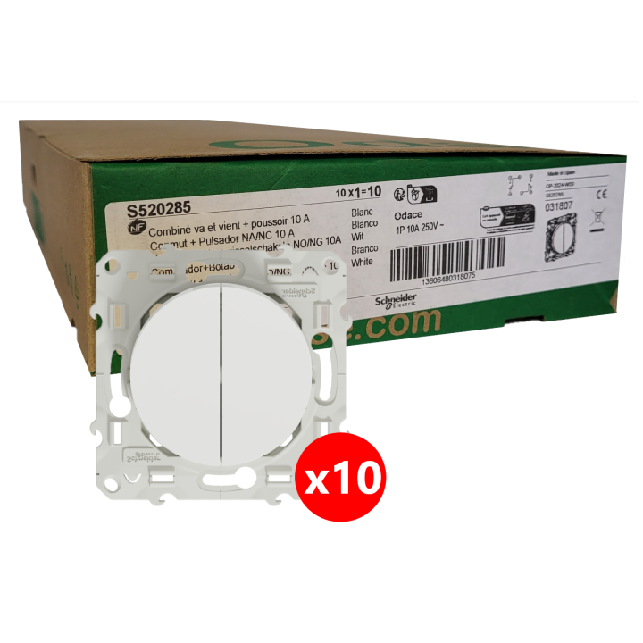 Schneider Odace - Va-et-vient + poussoir 10A - 250V - s520285x10