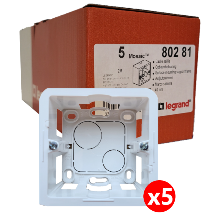 Legrand Mosaic - Cadre saillie 1 poste - prof 40 - 2 modules - 080281x5