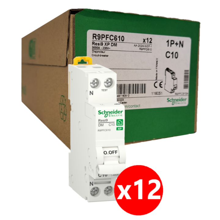 SCHNEIDER - LOT - DISJONCTEUR RESI9 XP (à VIS) - 10A - VIS/VIS - R9PFC610x12