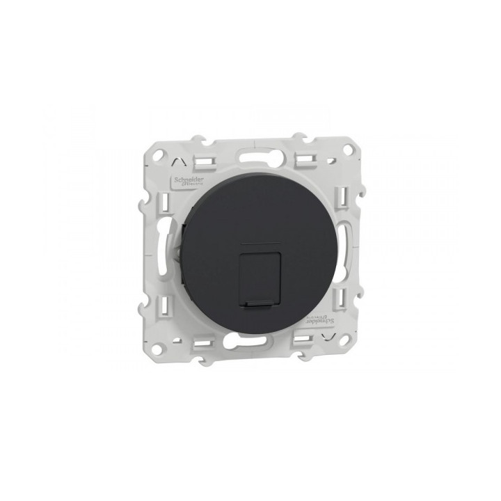 Schneider Odace - Prise RJ45 GRADE 3 - CAT6A - multimédia+ (longue distance) - Anthracite - Réf : S540477