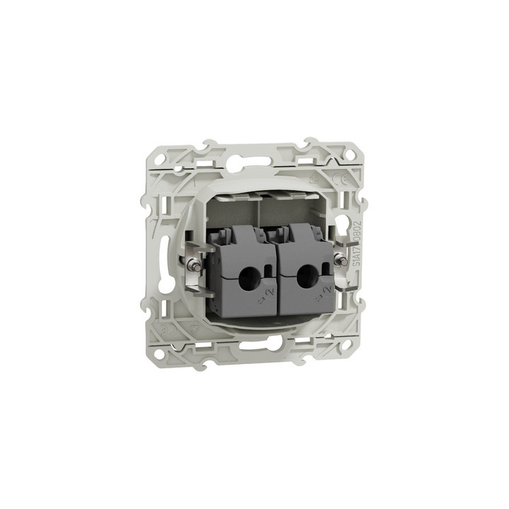 Schneider - Odace - Prise double multimédia RJ45 grade 3 - Anthracite - Réf : S540486