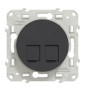 Schneider - Odace - Prise double multimédia RJ45 grade 3 - Anthracite - Réf : S540486