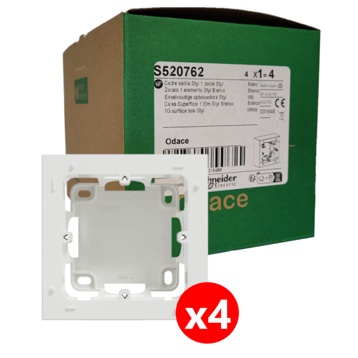 Schneider Odace - Lot de 4 x cadre saillie 1 poste - Réf : S520762x4