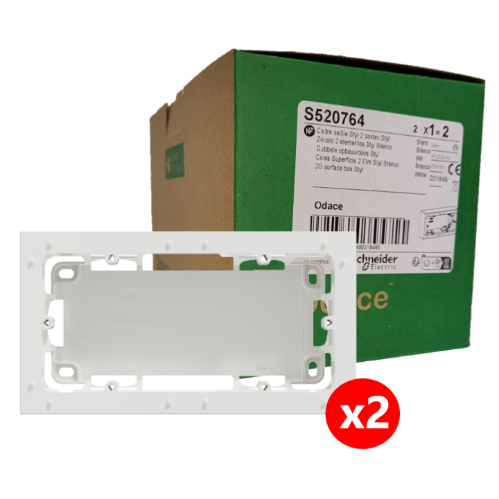 Schneider Odace - Lot de 2 x cadre saillie 2 postes - s520764x2
