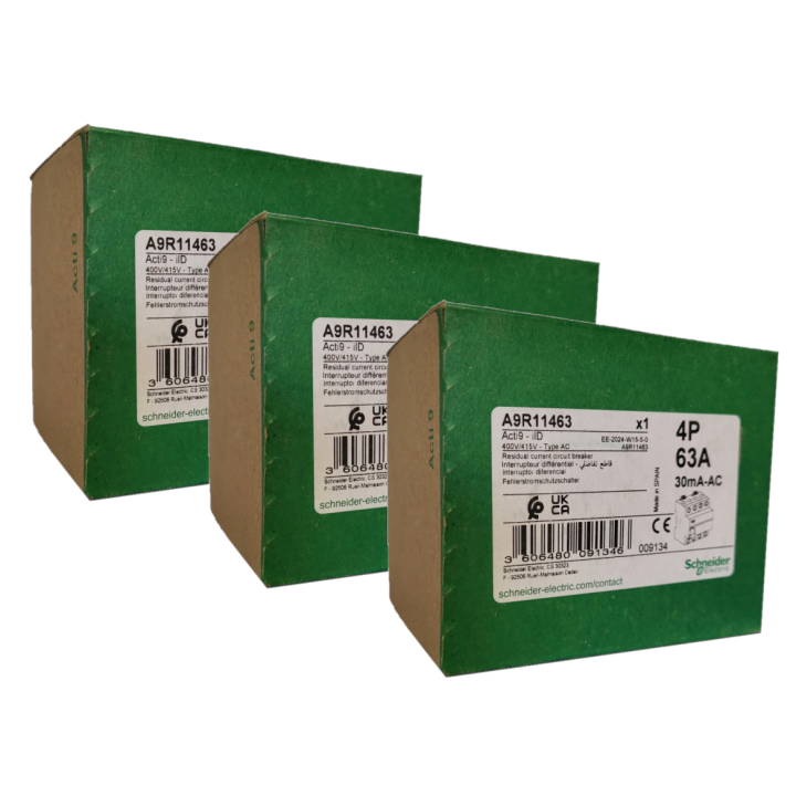 SCHNEIDER - Interrupteur Différentiel 4P - 63A - 30mA - AC - A9R11463x3