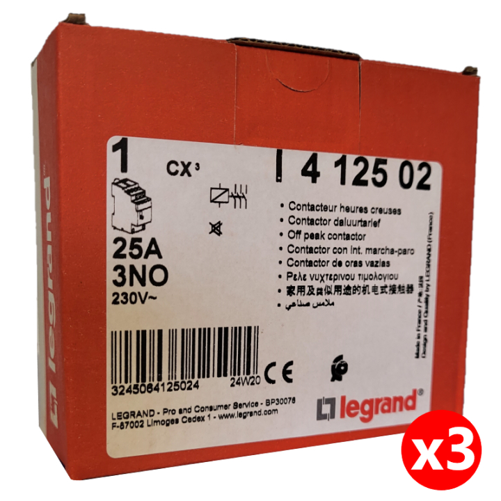 Legrand - Contacteur J/N heures creuses 25A - 400V Tripolaire - 412502x3