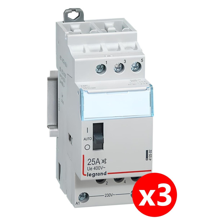 Legrand - Contacteur J/N heures creuses 25A - 400V Tripolaire - 412502x3