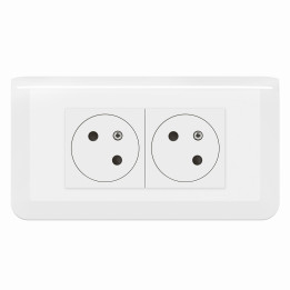 Legrand - Mosaic - LOT - Double prise avec plaque blanche et support