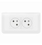 Legrand - Mosaic Link - LOT - Double prise de courant 2P+T avec plaque blanche et support - Réf : 278164L+080252+277814L