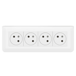 Legrand - Mosaic - LOT - Quadruple prise avec plaque blanche et support